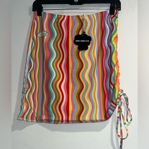OMIGHTY Squiggly rainbow mini skirt NWT